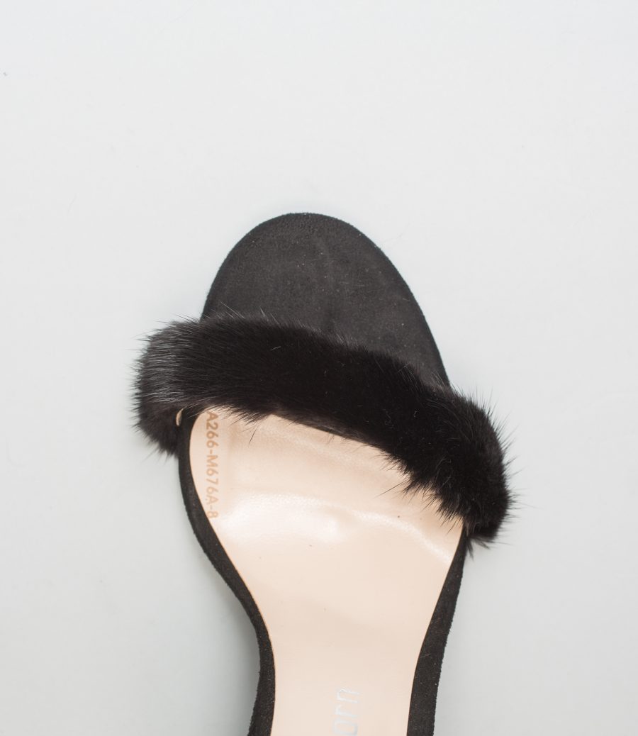 Black Mink Fur Heels