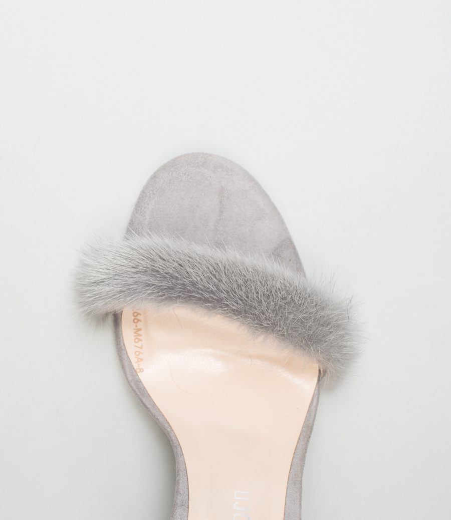 Gray Mink Fur Heels