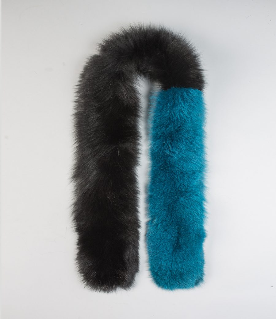 The Electric Blue and Black Fox Fur Scarf