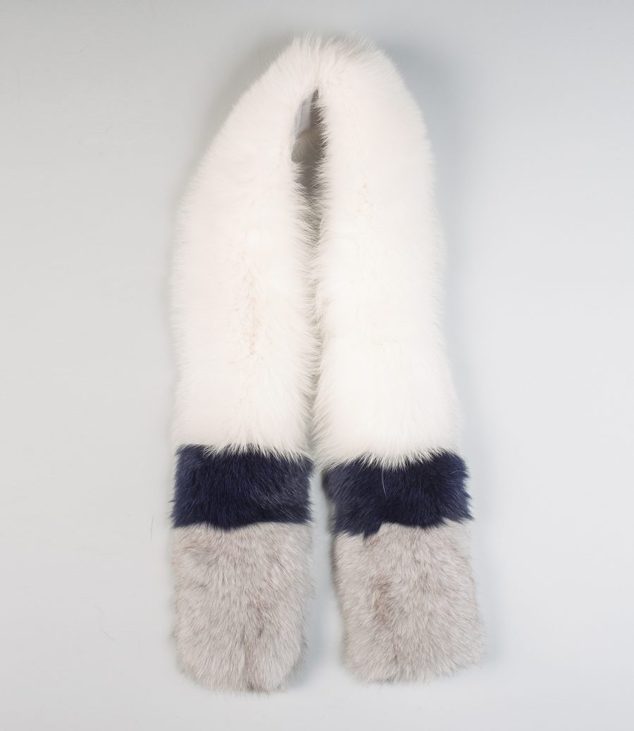 The White and Gray Fox Fur Scarf