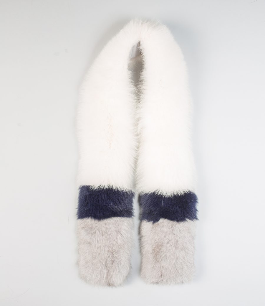 The White and Gray Fox Fur Scarf