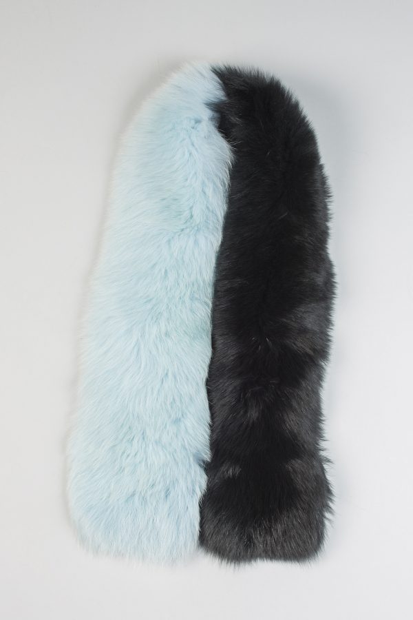 The Black and Turquoise Fox Fur Scarf
