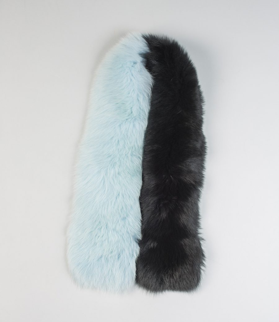The Black and Turquoise Fox Fur Scarf