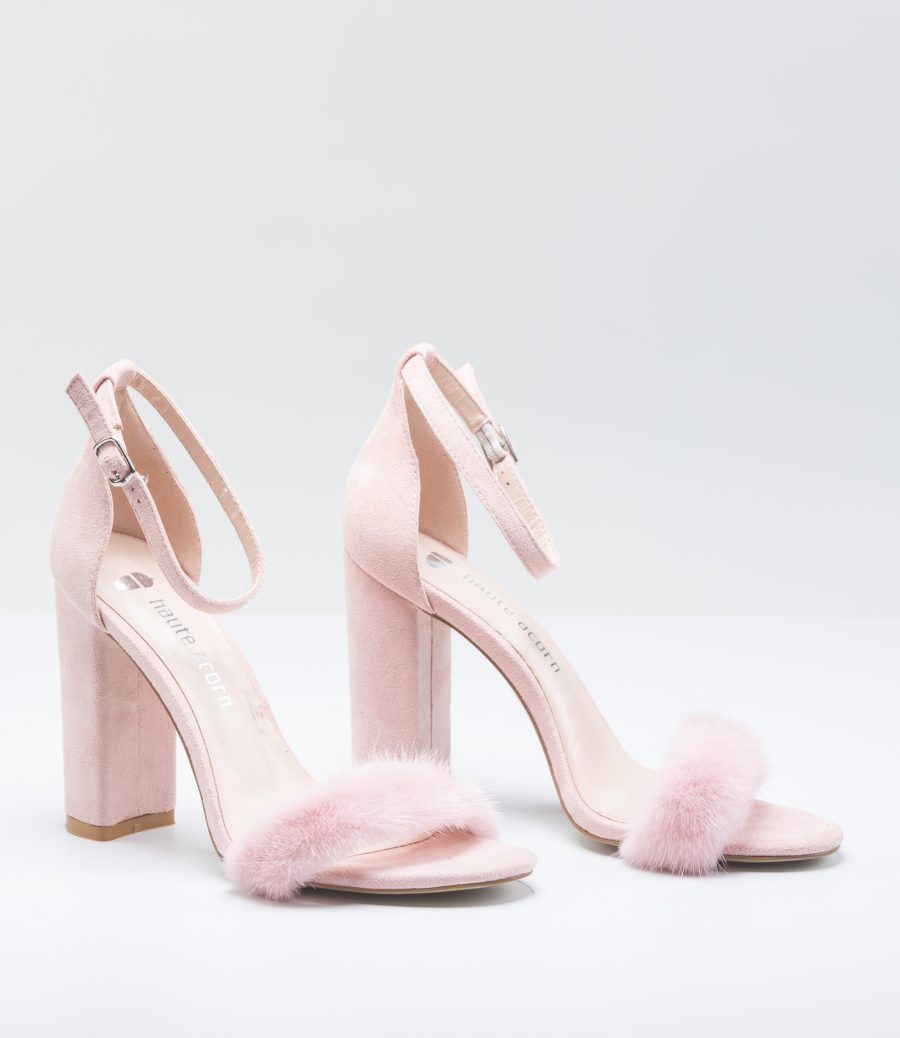 Pink Mink Fur Heels
