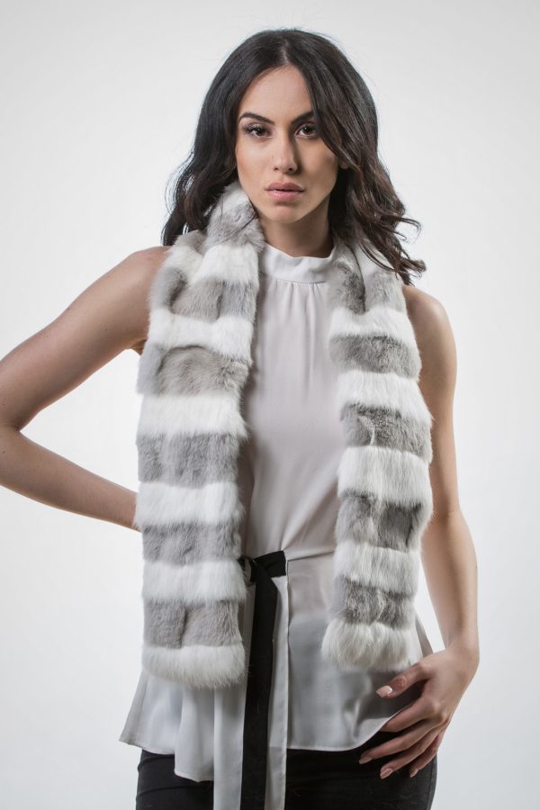 The Grey and White Rabbit Fur Scarf
