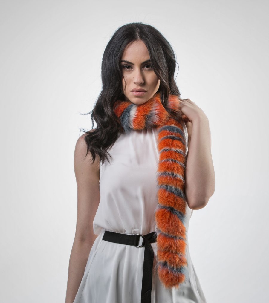 The Orange Fox Fur Scarf