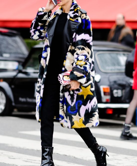 paris fashion week fur coat