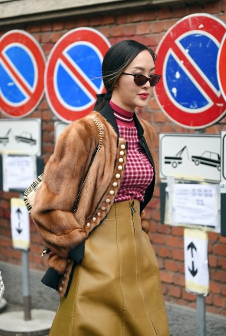 fendi mink short brown jacket milan fashion week fall 2018