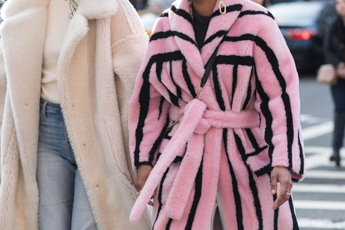 pink fur coat in new york fashion week 2018
