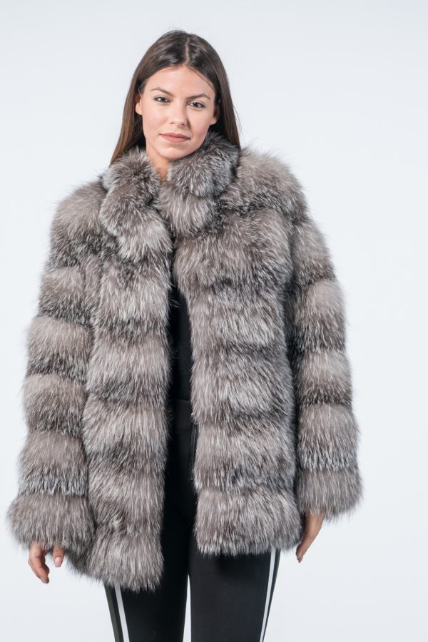 Luxury Blue Frost Fox Fur Coat