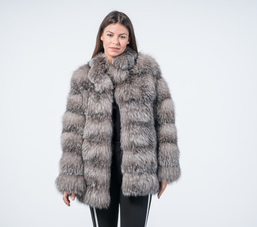 Luxury Blue Frost Fox Fur Coat