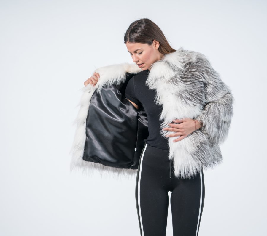 Platinum Fox Fur Coat Womens