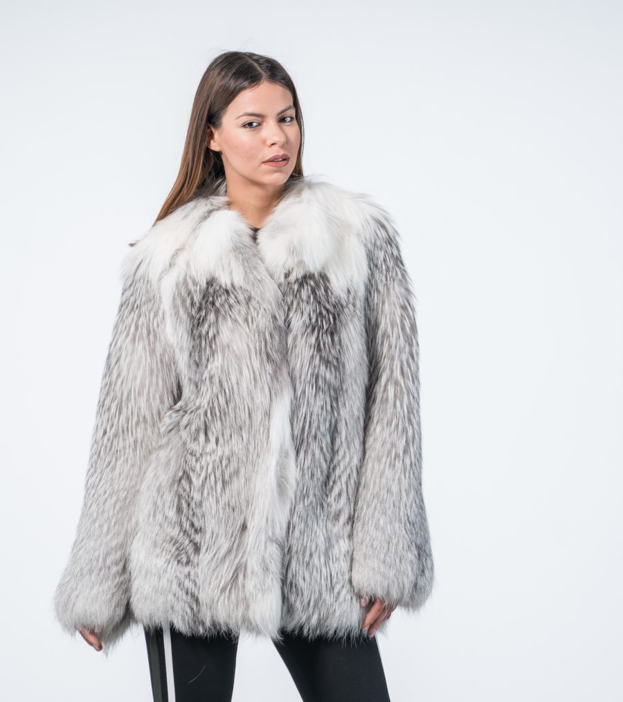 Marble Fox Fur Coat Womens