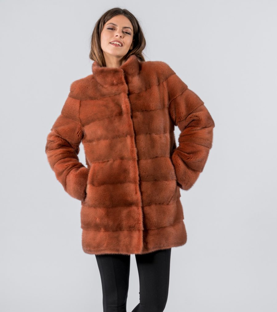Orange Mink Fur Coat