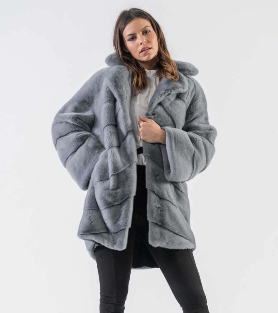 Blue Grey Mink Fur Coat