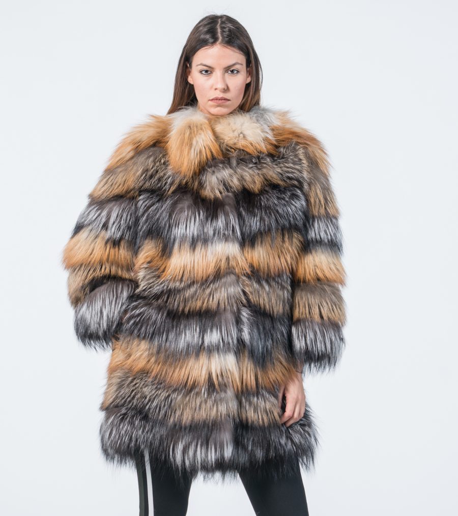 Gold Cross Fox Fur Coat