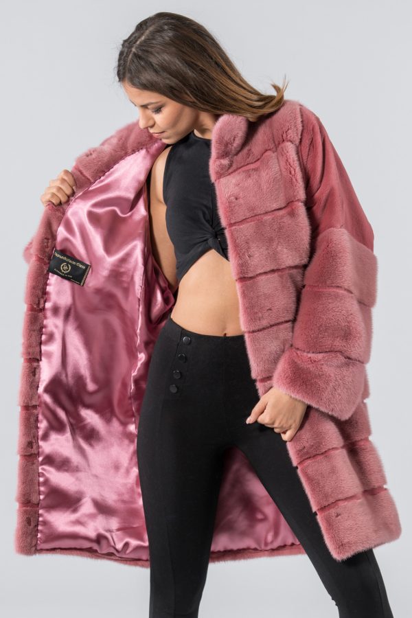 Dark Pink Mink Fur Jacket