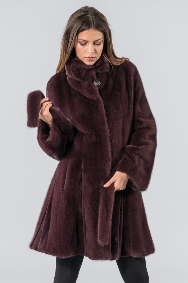 Maroon Mink Fur Coat
