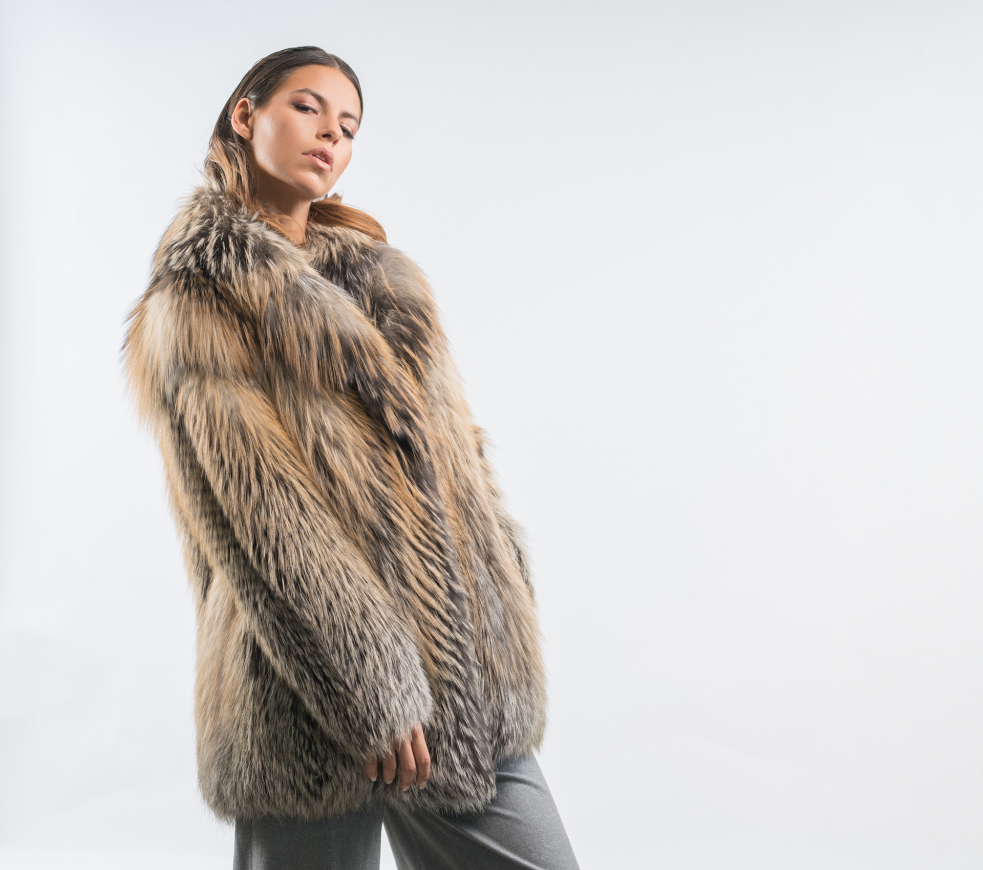 Gold Cross Fox Fur Jacket - 100% Real Fur - Haute Acorn
