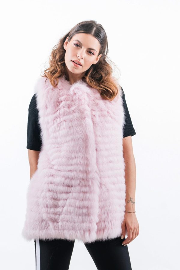 Rose Pink Fox Fur Vest