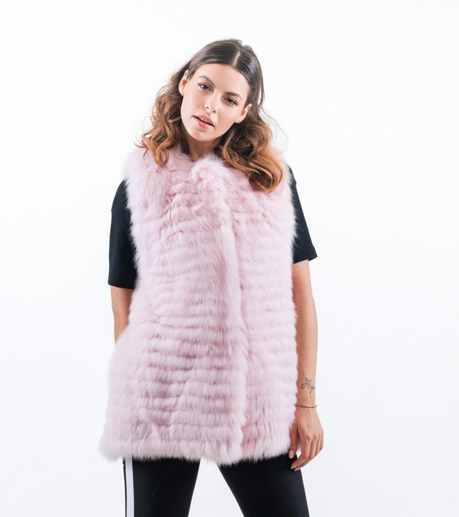 Rose Pink Fox Fur Vest