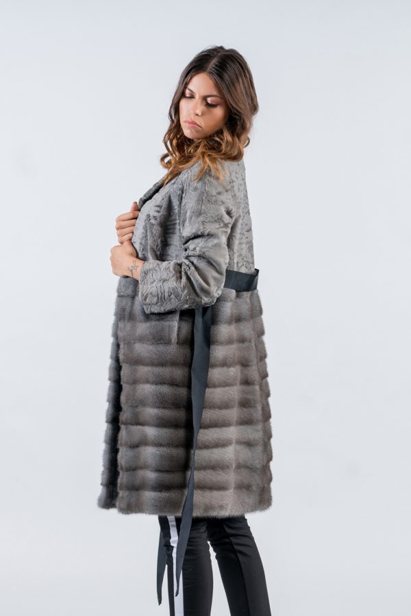 Gray Mink and Astrakhan Fur Coat