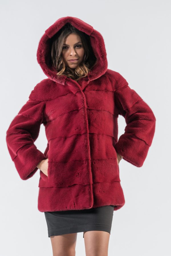 Cherry Red Mink Fur Jacket