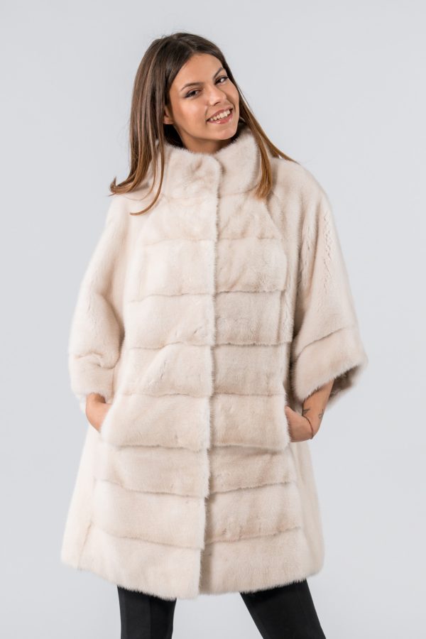 Pearl Mink Fur Jacket With 3/4 Sleeves