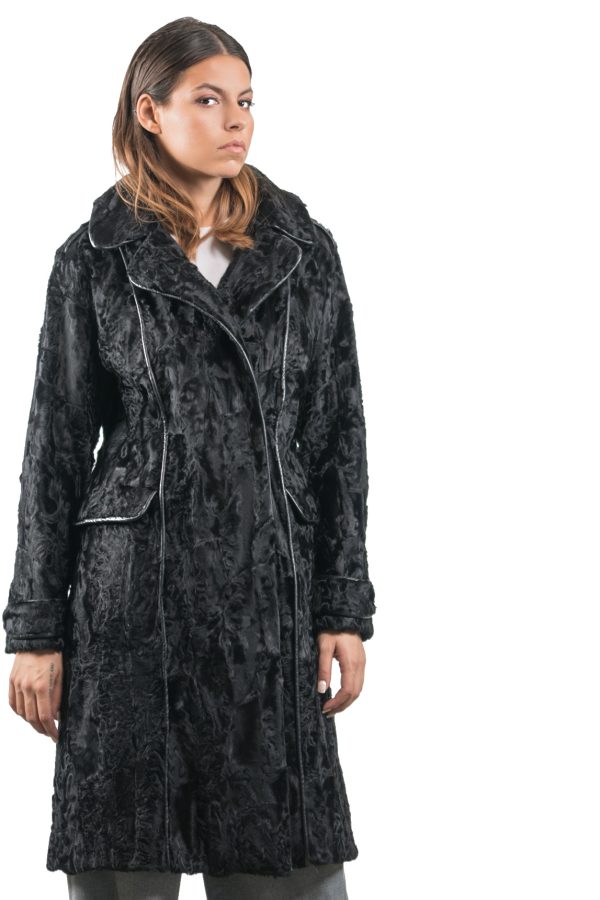 Astrakhan Fur Jacket With Leather Details