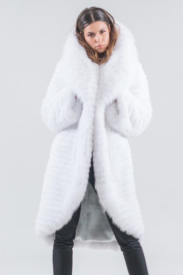 White Fox Fur Jacket With Big Collar