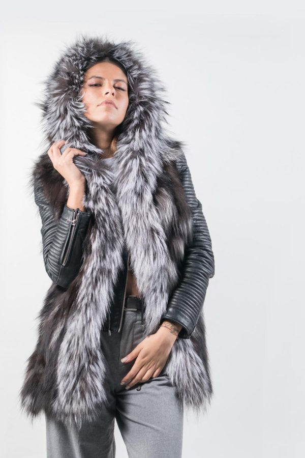 Arzante Fox Fur Vest With Hooded