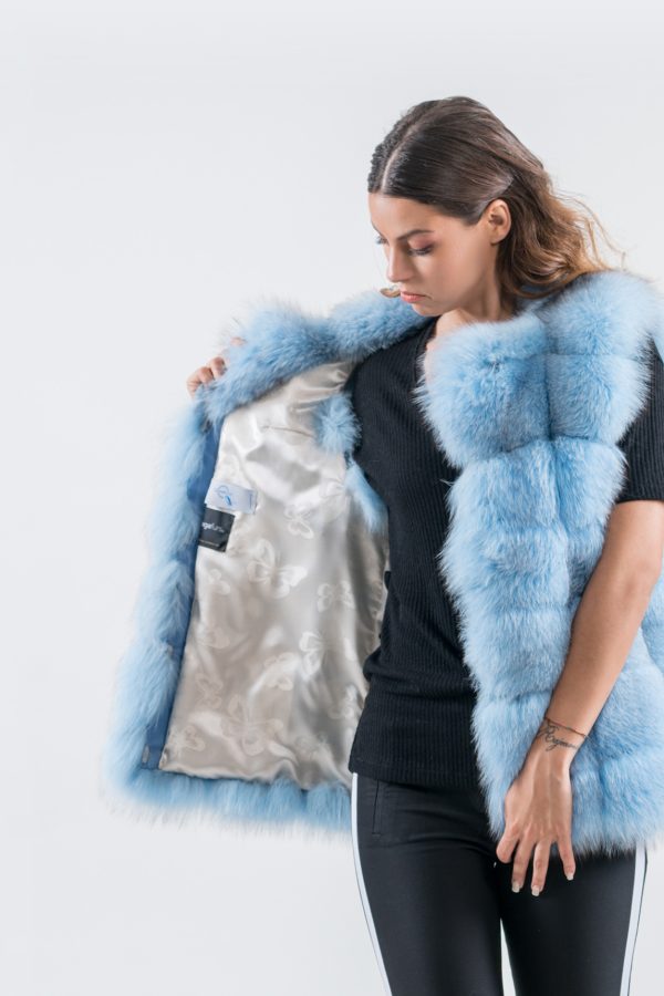 Sky Blue Fox Fur Vest