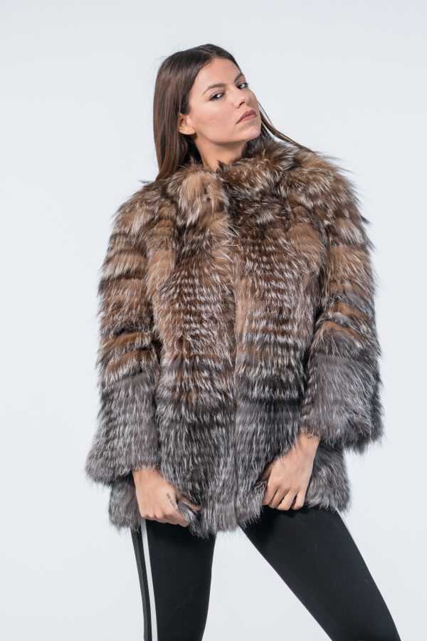 Silver Crystal Fox Fur Jacket