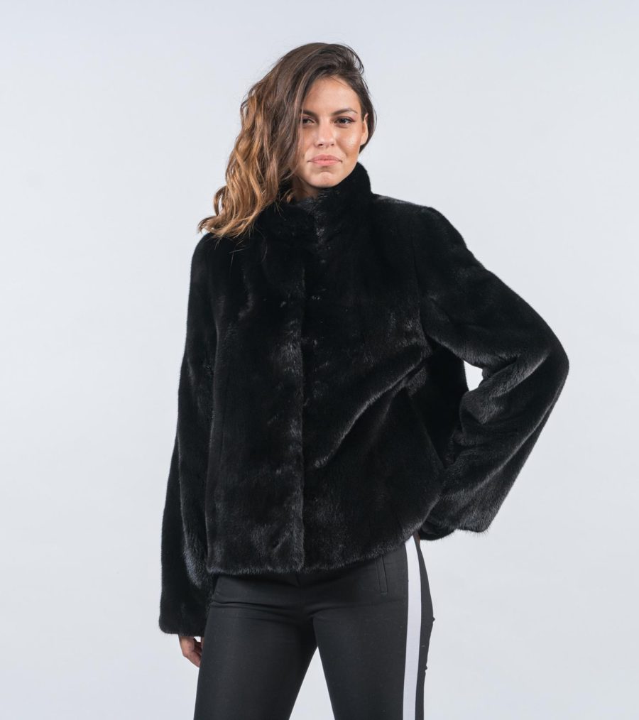 Black Mink Short Fur Jacket - 100% Real Fur Coats - Haute Acorn