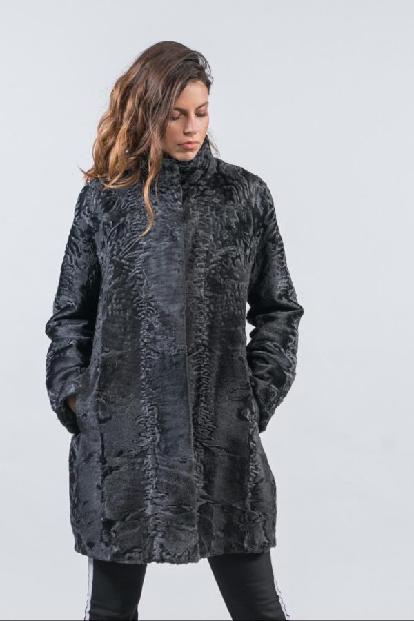 Graphite Gray Astrakhan Fur Jacket