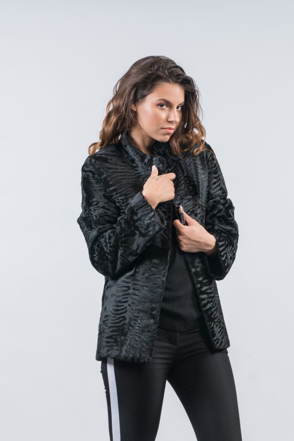 Black Short Fur Astrakhan Jacket