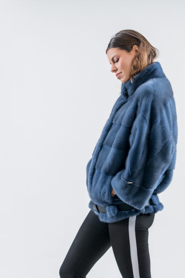 Royal Blue Mink Fur Coat