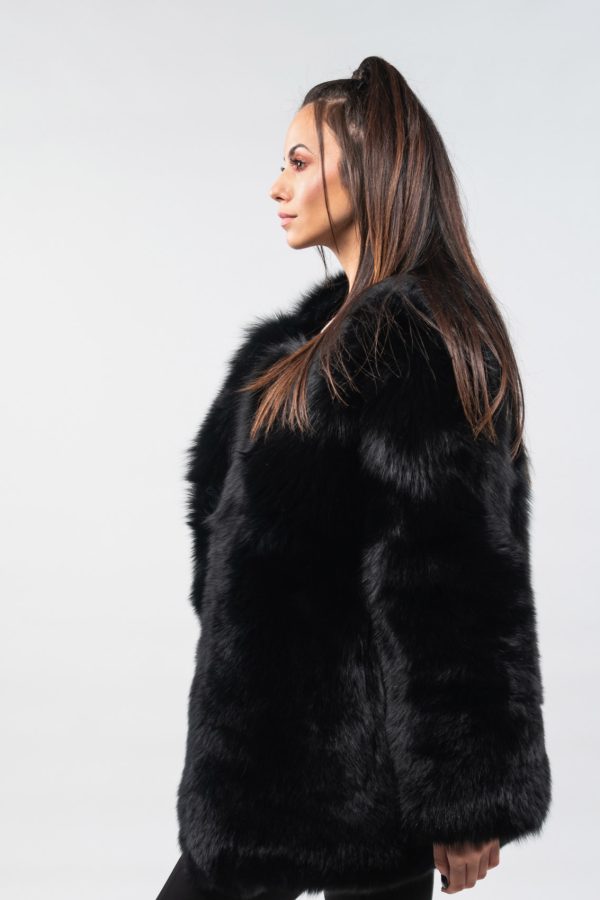 Whole Pelts Black Fox Fur Jacket