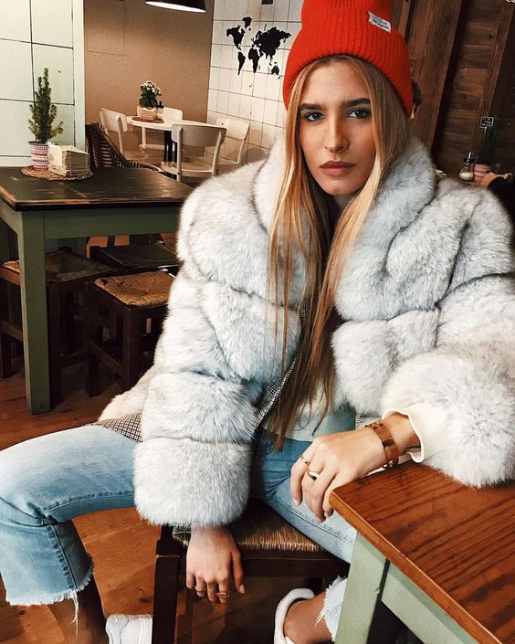 fur and jeans