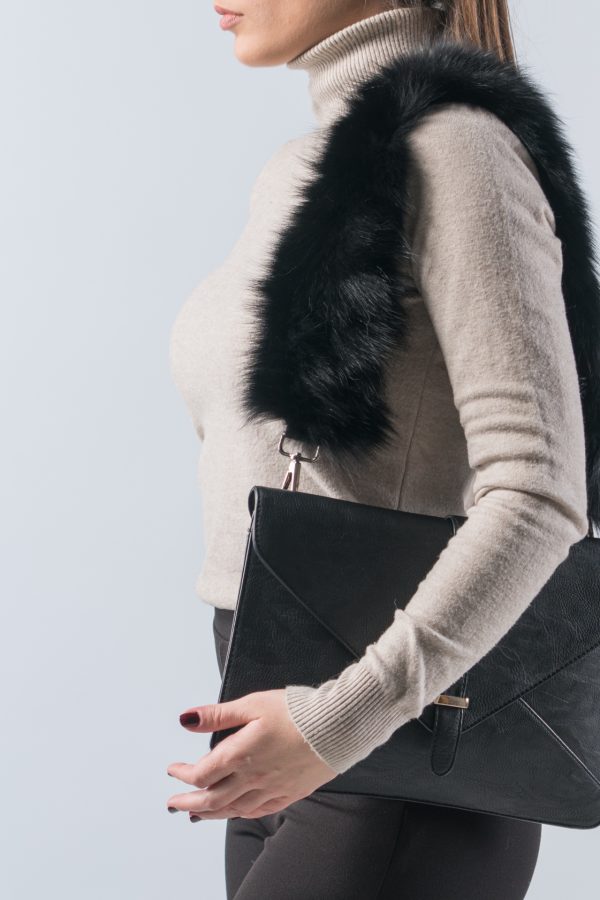 Black Fox Fur Bag Strap