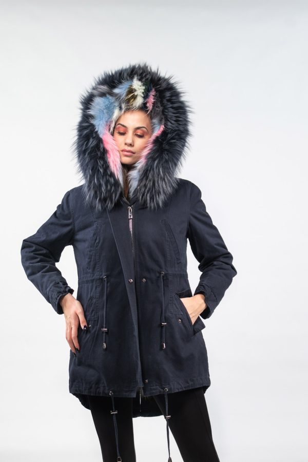 Dark Blue Fur Parka- 100% Real Fur - Haute Acorn
