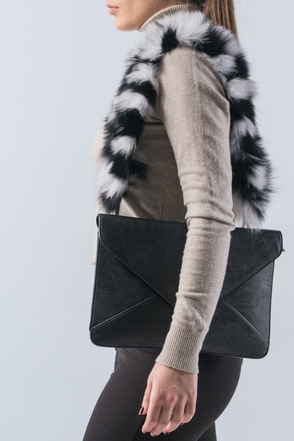 Black And White Fox Fur Bag Strap