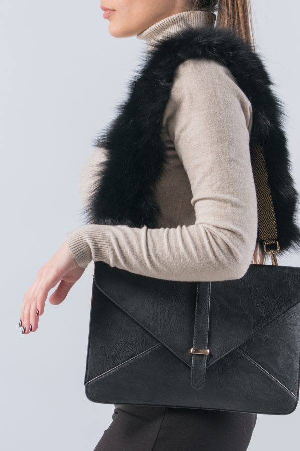 Black Fur Bag Strap