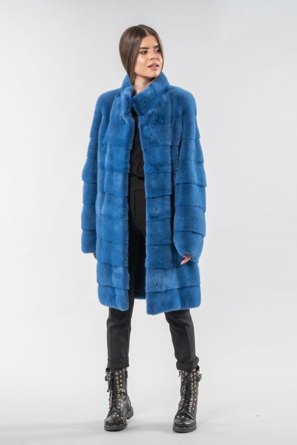 Mink Fur Coat In Blue Color
