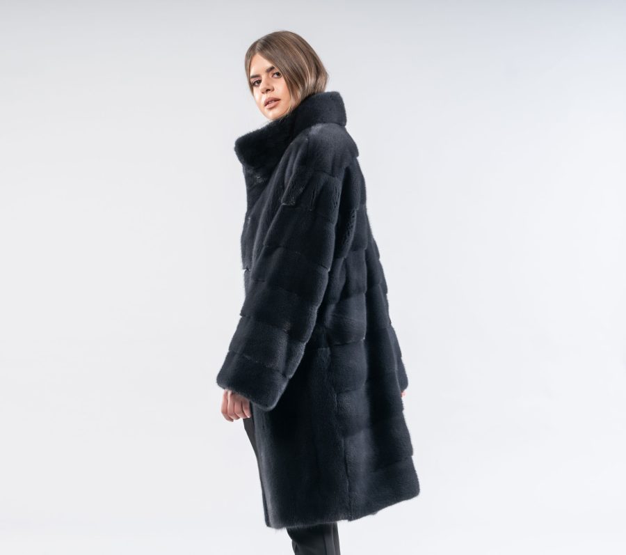 Graphite Blue Mink Fur Jacket - 100% Real Fur - Haute Acorn
