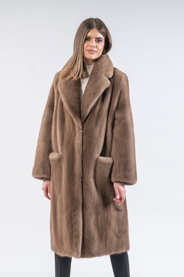 Mink Fur Coat With V-Neck Collar