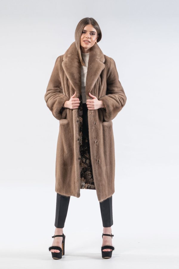 Mink Fur Coat With V-Neck Collar