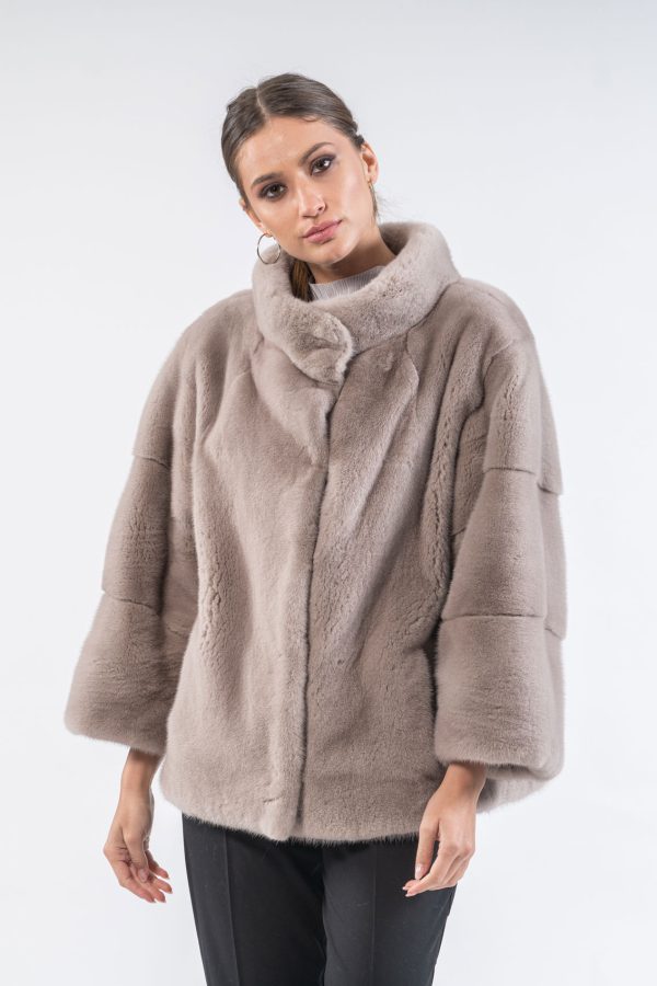 Silver Gray Mink Fur Jacket - 100% Real Fur - Haute Acorn