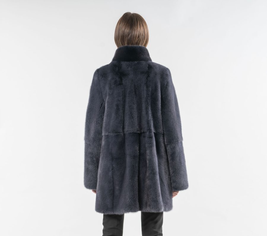 Blue Gray Mink Fur Jacket