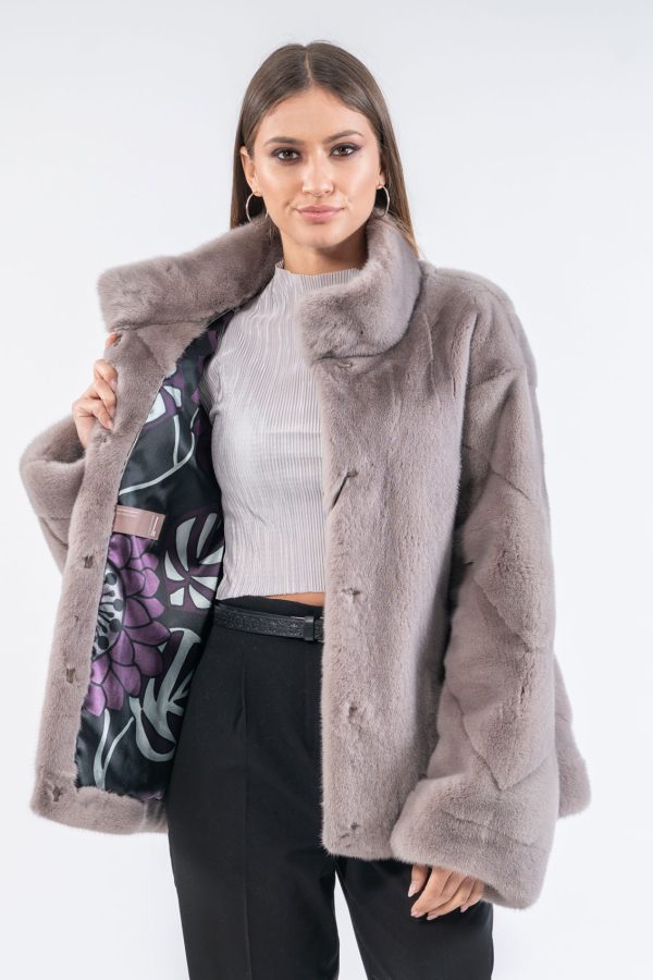 Silver Gray Short Mink Fur Jacket